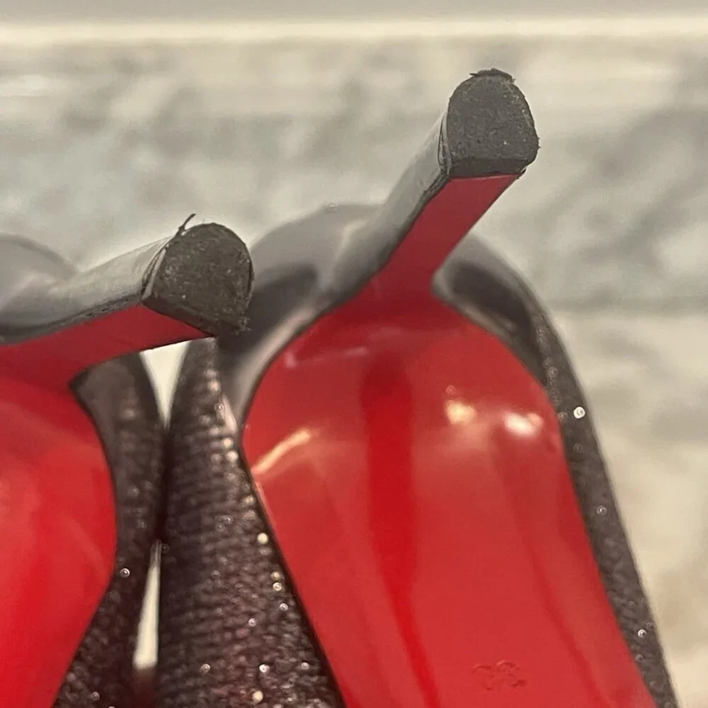 Christian Louboutin FILO 120 Lady Glitter Specchio Heels Silver/Gray Size 39 - Picture 10 of 16